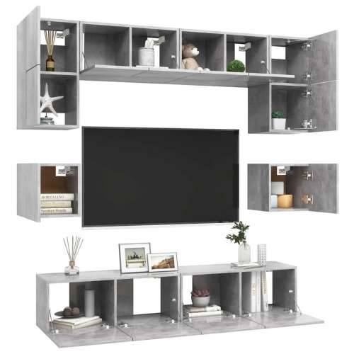 8-dijelni set TV ormarića siva boja betona konstruirano drvo - Beton siva 1 80 cm Cijena