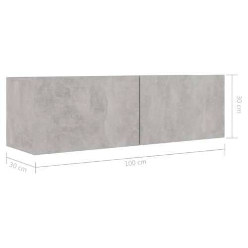 8-dijelni set TV ormarića siva boja betona konstruirano drvo - Beton siva 1 100 cm Cijena