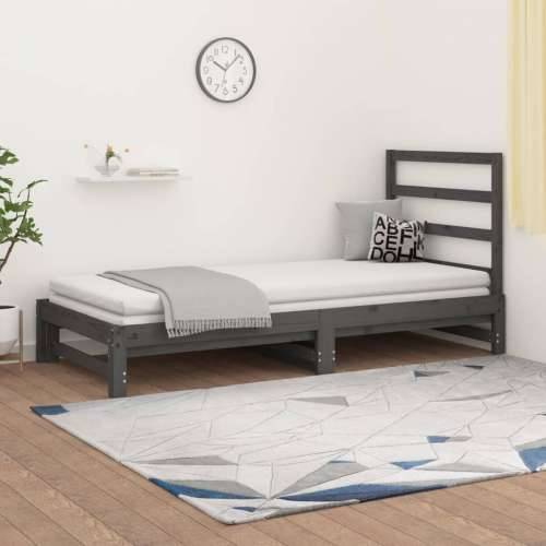 Dnevni ležaj na izvlačenje sivi 2x(90x200) cm masivna borovina - Siva 2x (90 x 200) cm Cijena