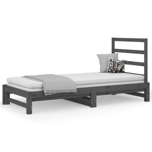 Dnevni ležaj na izvlačenje sivi 2x(90x200) cm masivna borovina - Siva 2x (90 x 200) cm Cijena