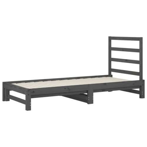 Dnevni ležaj na izvlačenje sivi 2x(90x200) cm masivna borovina - Siva 2x (90 x 200) cm Cijena