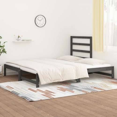 Dnevni ležaj na izvlačenje sivi 2x(90x200) cm masivna borovina - Siva 2x (90 x 200) cm Cijena