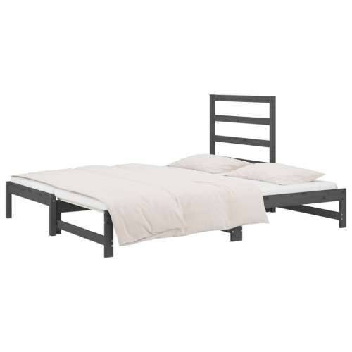 Dnevni ležaj na izvlačenje sivi 2x(90x200) cm masivna borovina - Siva 2x (90 x 200) cm Cijena