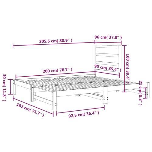 Dnevni ležaj na izvlačenje sivi 2x(90x200) cm masivna borovina - Siva 2x (90 x 200) cm Cijena