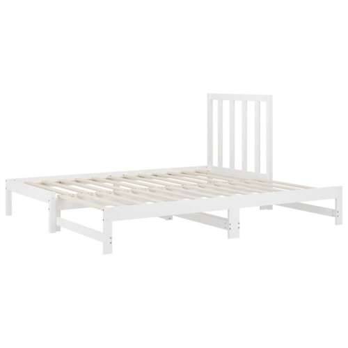 Dnevni ležaj na izvlačenje bijeli 2x(90x200)cm masivna borovina - Bijela 2x (90 x 200) cm Cijena