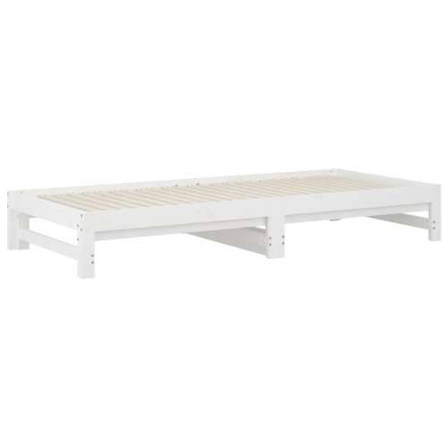 Dnevni ležaj na izvlačenje bijeli 2x(90x200)cm masivna borovina - Bijela 2x (90 x 200) cm Cijena