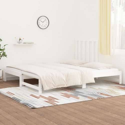 Dnevni ležaj na izvlačenje bijeli 2x(90x200)cm masivna borovina - Bijela 2x (90 x 200) cm Cijena