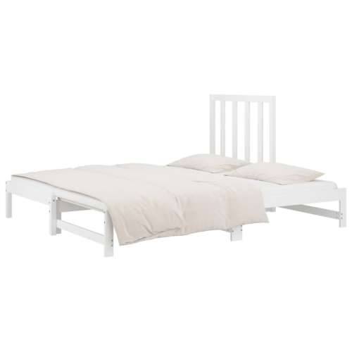 Dnevni ležaj na izvlačenje bijeli 2x(90x200)cm masivna borovina - Bijela 2x (90 x 200) cm Cijena