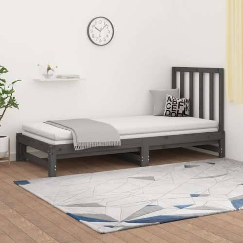 Dnevni ležaj na izvlačenje sivi 2x(90x200) cm masivna borovina - Siva 2x (90 x 200) cm Cijena