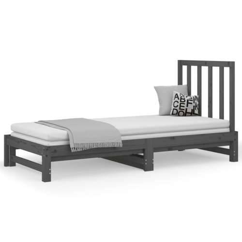 Dnevni ležaj na izvlačenje sivi 2x(90x200) cm masivna borovina - Siva 2x (90 x 200) cm Cijena