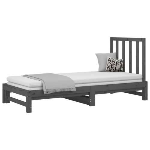 Dnevni ležaj na izvlačenje sivi 2x(90x200) cm masivna borovina - Siva 2x (90 x 200) cm Cijena