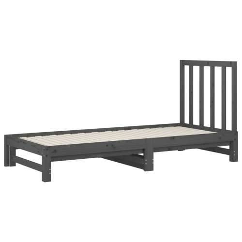 Dnevni ležaj na izvlačenje sivi 2x(90x200) cm masivna borovina - Siva 2x (90 x 200) cm Cijena