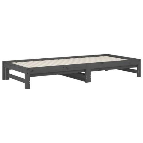 Dnevni ležaj na izvlačenje sivi 2x(90x200) cm masivna borovina - Siva 2x (90 x 200) cm Cijena