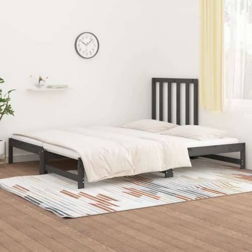 Dnevni ležaj na izvlačenje sivi 2x(90x200) cm masivna borovina - Siva 2x (90 x 200) cm Cijena