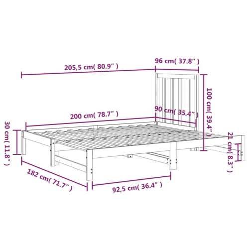 Dnevni ležaj na izvlačenje sivi 2x(90x200) cm masivna borovina - Siva 2x (90 x 200) cm Cijena