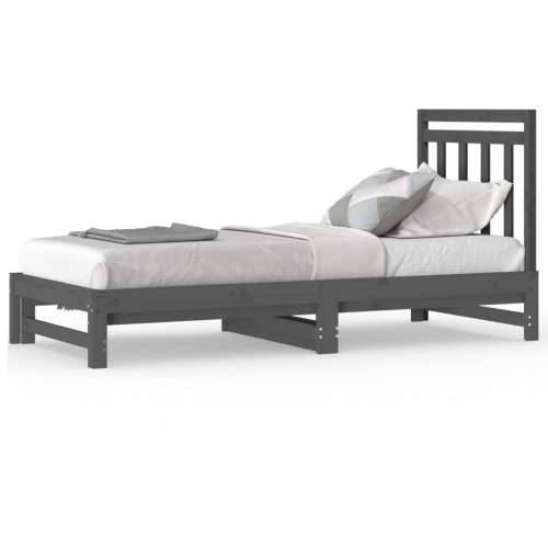 Dnevni ležaj na izvlačenje sivi 2x(90x200) cm masivna borovina - Siva 2x (90 x 200) cm Cijena