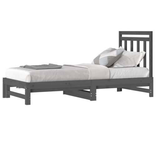 Dnevni ležaj na izvlačenje sivi 2x(90x200) cm masivna borovina - Siva 2x (90 x 200) cm Cijena