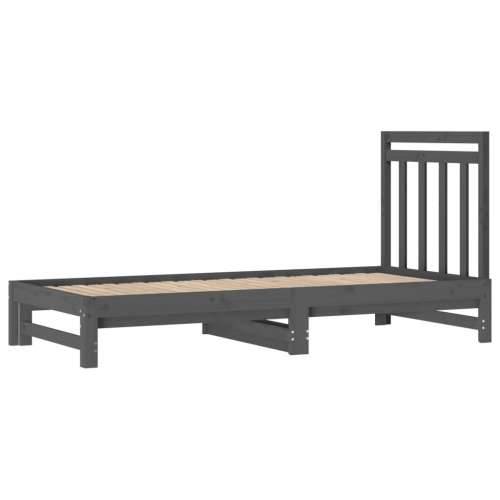 Dnevni ležaj na izvlačenje sivi 2x(90x200) cm masivna borovina - Siva 2x (90 x 200) cm Cijena