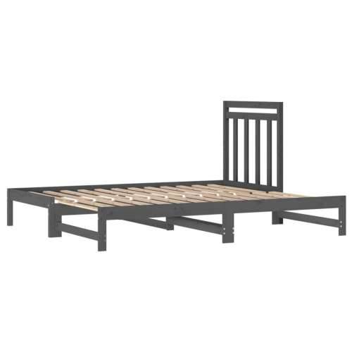 Dnevni ležaj na izvlačenje sivi 2x(90x200) cm masivna borovina - Siva 2x (90 x 200) cm Cijena