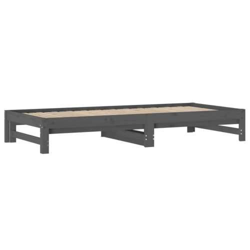 Dnevni ležaj na izvlačenje sivi 2x(90x200) cm masivna borovina - Siva 2x (90 x 200) cm Cijena