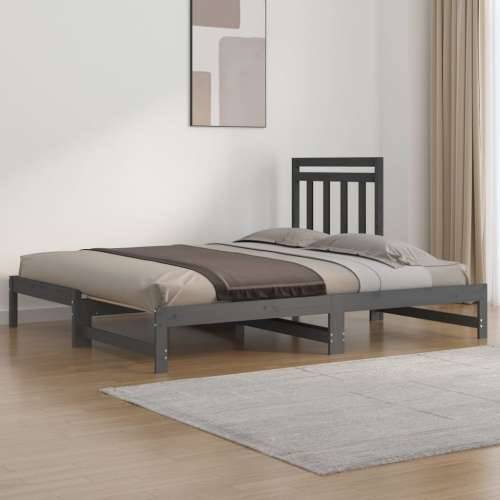 Dnevni ležaj na izvlačenje sivi 2x(90x200) cm masivna borovina - Siva 2x (90 x 200) cm Cijena