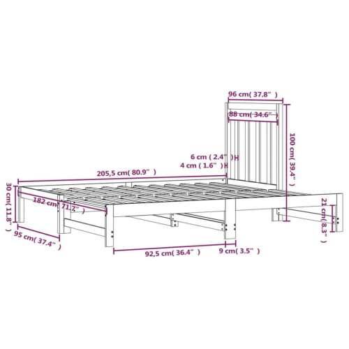Dnevni ležaj na izvlačenje sivi 2x(90x200) cm masivna borovina - Siva 2x (90 x 200) cm Cijena