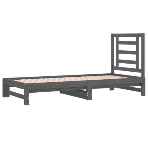 Dnevni ležaj na izvlačenje sivi 2x(90x200) cm masivna borovina - Siva 90 x 200 cm Cijena