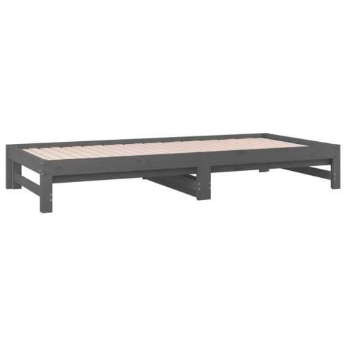 Dnevni ležaj na izvlačenje sivi 2x(90x200) cm masivna borovina - Siva 90 x 200 cm Cijena