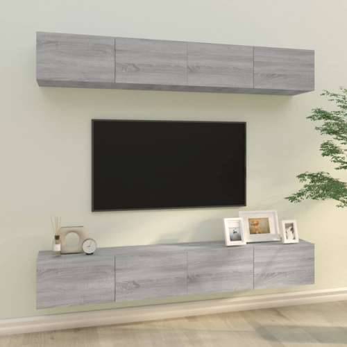 Zidni TV ormarići 4 kom boja sivog hrasta sonome 100x30x30 cm - Sivi hrast sonoma 4 100 cm Cijena