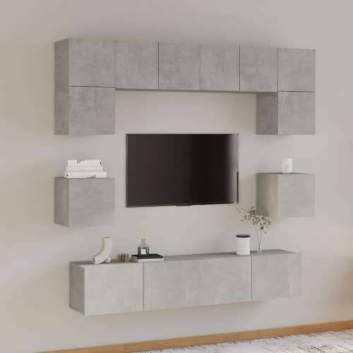 8-dijelni set TV ormarića siva boja betona konstruirano drvo - Beton siva 8 80 cm Cijena