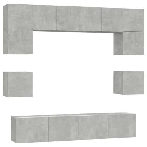 8-dijelni set TV ormarića siva boja betona konstruirano drvo - Beton siva 8 80 cm Cijena