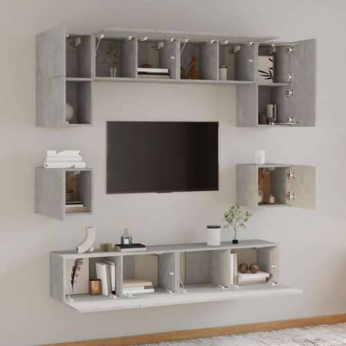 8-dijelni set TV ormarića siva boja betona konstruirano drvo - Beton siva 8 80 cm Cijena