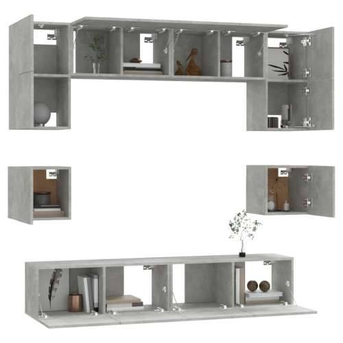 8-dijelni set TV ormarića siva boja betona konstruirano drvo - Beton siva 8 80 cm Cijena