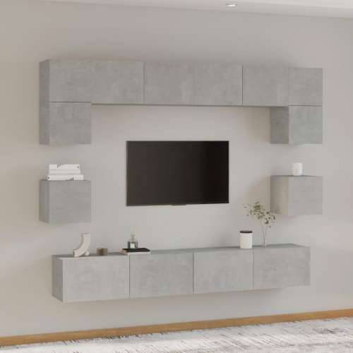 8-dijelni set TV ormarića siva boja betona konstruirano drvo Beton siva 8 100 cm Cijena