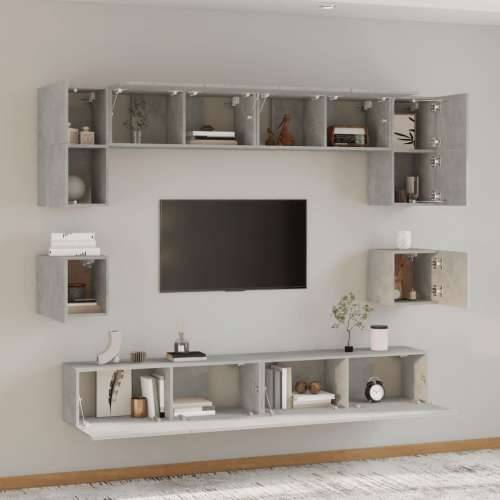 8-dijelni set TV ormarića siva boja betona konstruirano drvo Beton siva 8 100 cm Cijena
