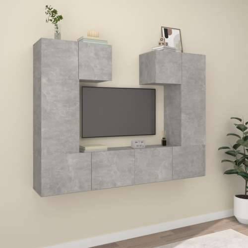6-dijelni set TV ormarića siva boja betona drveni - Beton siva 6 80 cm Cijena