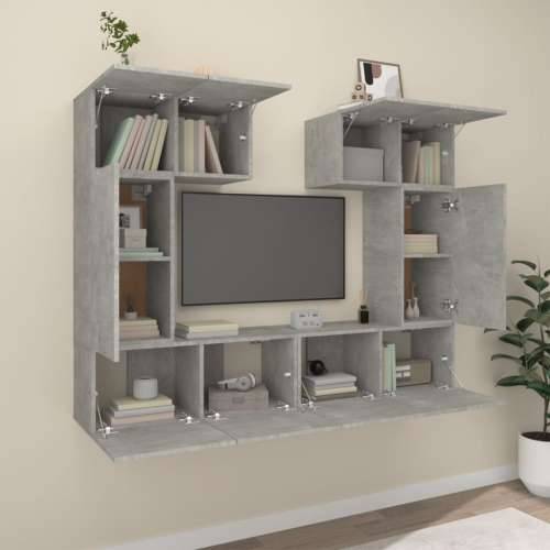 6-dijelni set TV ormarića siva boja betona drveni - Beton siva 6 80 cm Cijena