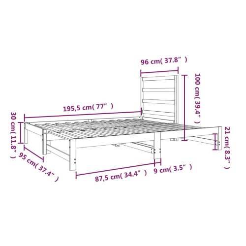 Dnevni ležaj na izvlačenje bijeli 2x(90x190)cm masivna borovina - Bijela Cijena