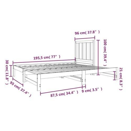 Dnevni ležaj na izvlačenje bijeli 2x(90x190)cm masivna borovina - Bijela Cijena