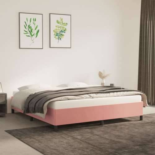 Okvir za krevet ružičasti 160x200 cm baršunasti