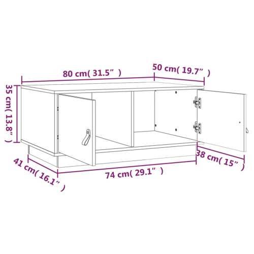 Stolić za kavu 80 x 50 x 35 cm od masivne borovine - Prirodna 1 Cijena