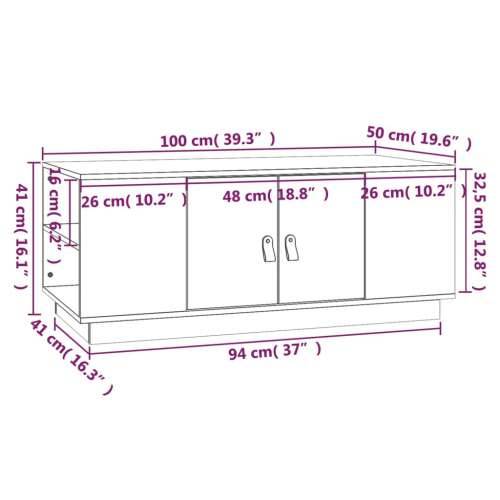 Stolić za kavu 100 x 50 x 41 cm od masivne borovine - Prirodna 1 Cijena