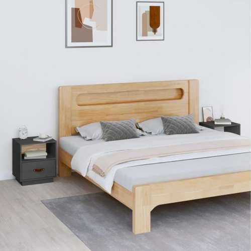 Noćni ormarići 2 kom sivi 40 x 34 x 45 cm od masivne borovine - Siva 2 Cijena