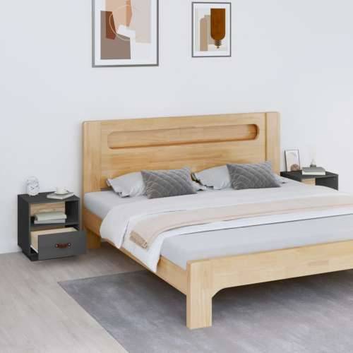 Noćni ormarići 2 kom sivi 40 x 34 x 45 cm od masivne borovine - Siva 2 Cijena