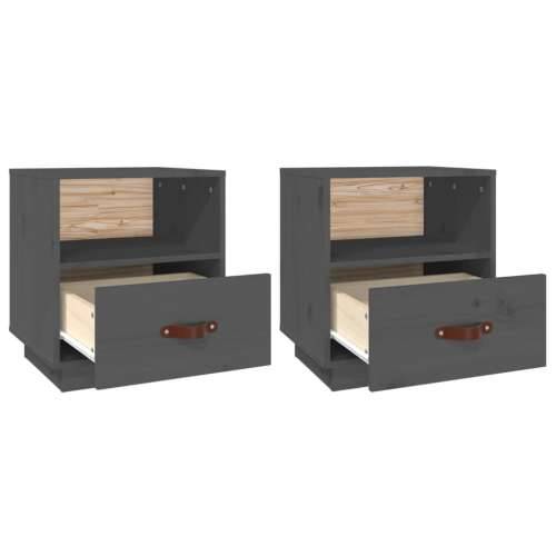 Noćni ormarići 2 kom sivi 40 x 34 x 45 cm od masivne borovine - Siva 2 Cijena