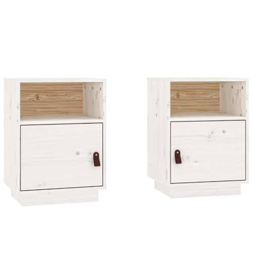 Noćni ormarići 2 kom bijeli 40 x 34 x 55 cm od masivne borovine - Bijela 2 Cijena