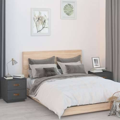 Noćni ormarići 2 kom sivi 40 x 34 x 45 cm od masivne borovine - Siva 2 Cijena