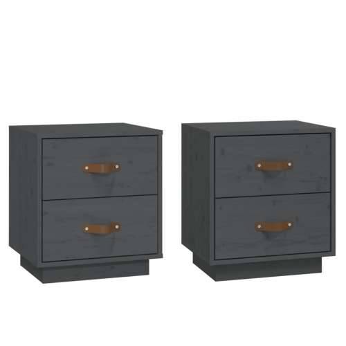 Noćni ormarići 2 kom sivi 40 x 34 x 45 cm od masivne borovine - Siva 2 Cijena