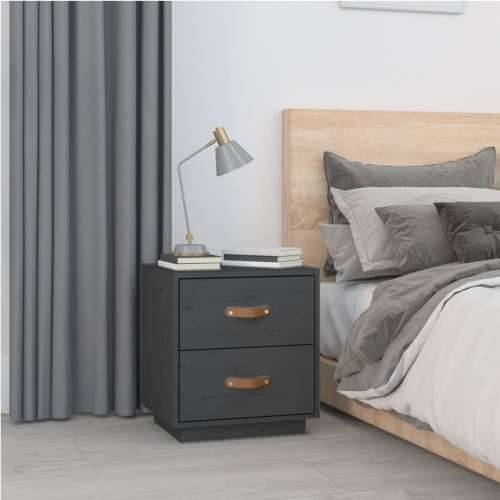 Noćni ormarići 2 kom sivi 40 x 34 x 45 cm od masivne borovine - Siva 2 Cijena