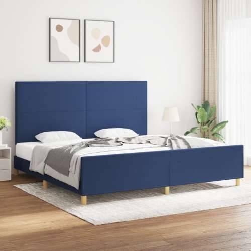 Okvir za krevet bez madraca plavi 200x200 cm od tkanine - Plava 200 x 200 cm Gladak dizajn Cijena